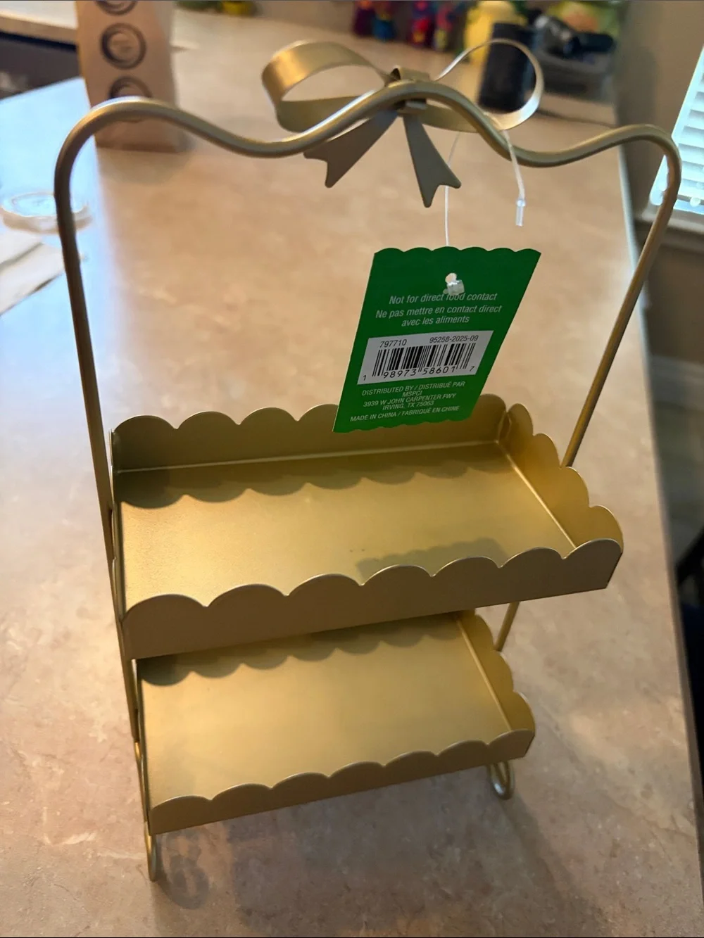 Ashland Gold Scalloped Two Tier Metal Display Stand With Box New